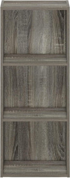 Furinno LUDER Book Shelf, 3-Cube Bookshelf, Bookcase with Open Shelves, 9.3 x 12 x 31.5, for Living Room, Bedroom, Home Office, French Oak
