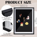 Vicenpal 1 Pcs Large Magnetic Board 16" x 12" Magnet Display Board Removable Souvenir Fridge Magnet Frames Case for Wall Dust Proof Magnetic Shadow Box for Wall Table Refrigerator (Black)