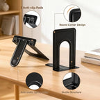 HappyHapi Book Ends, Metal Bookends for Shelves, Non-Skid Book End to Hold Books, Black Book Stopper/Holder for Office Home Kitchen, 5.7X 4.9 X 6.5 in, 3 Pair(6 Pcs, Large)