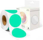 2 Inch Round Color Coding Labels (500 Count) - Aqua Dot Stickers Circle Labels with Dispenser Box for Warehouse, Filing, Industrial, Office Organization