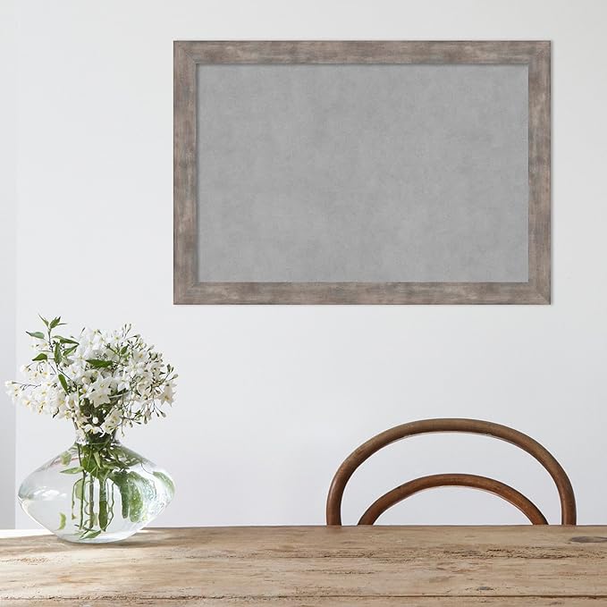 Amanti Art Silver Framed Magnetic Board 19x27 Medium Vision Board for use with Magnets, 100% Metal Sheet to Display Items as Office Decor or for Home Organization in mudroom, Kitchen or Kids Room