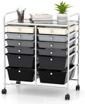 Happygrill 12-Drawer Rolling Storage Cart, Multipurpose Organizer Cart for Home Office School, Utility Cart with Wheels (Black Gradient)
