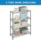 Guan River 4-Shelf Adjustable Metal Shelf Wire Shelving Unit Heavy Duty Storage Rack Display Shelf for Office,Kitchen,Bedroom,Bathroom,Laundry,Pantry Basement,Garage(Black,48" L x 18" W x 62" H)