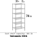 Regal Altair 21" Deep x 30" Wide x 74" Height Wire Shelving Kit | 6-Tier | NSF Commercial Storage Rack Unit