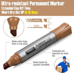 Fuutreo 10 Pack Jumbo Permanent Markers Bulk Large Chisel Tip Permanent Markers Quick Drying Waterproof Big Huge Poster Pens for Office, Logistics Company and More(Brown)