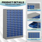 Exerock 75 Drawer Tool Storage Cabinet with ABS Drawers, Bolt and Nut Organizer Parts Box, Hardware Shelving Unit for Garage and Workshop
