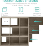 Best Choice Products 9-Cube Storage Organizer, 13.5in Shelf Opening, Bookcase, Display Shelf, Customizable w/ 3 Removable Back Panels – Greige
