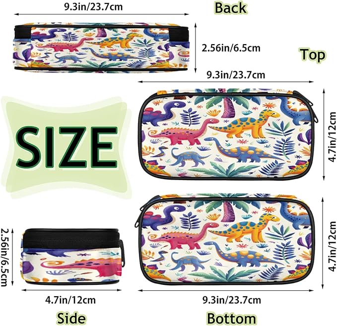 Pardick Pencil Case，Dinosaurs Cute Big Capacity Pencil Pouch Coin Pouch Stationery Organizer For Teen School