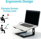 BLACK+DECKER Laptop Stand for Computer Desk, Ergonomic Laptop Stand for Desk, Lap top Riser Compatible with MacBook Notebook, Lap top Holder, Durable Aluminum Computer Riser Accessories, Black