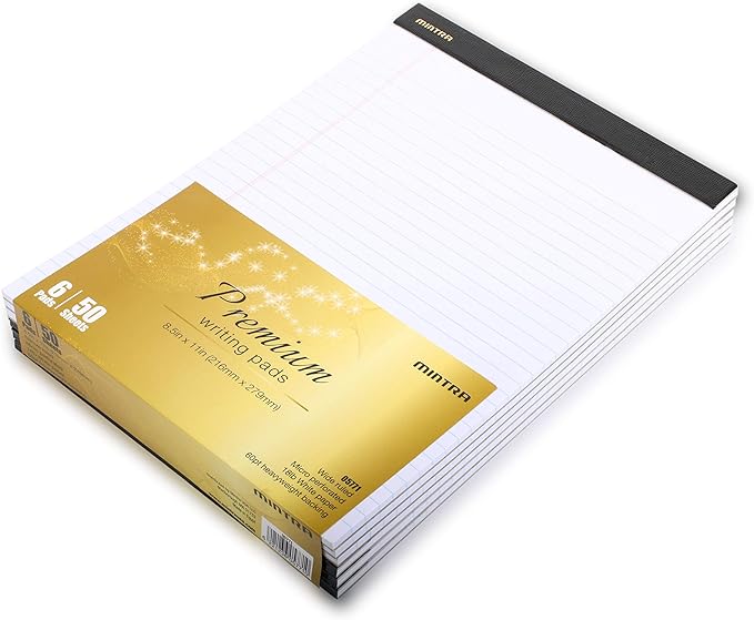 Mintra Office Legal Pads (Double Pad 3pk (White), 8.5in x 11in (Wide Ruled))