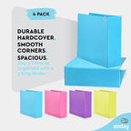 3 Inch Binder 3 Ring Binders, Slant D-Ring 3” Clear View Cover with 2 Inside Pockets, Heavy Duty Colored School Supplies Office and Home Binders Pink, Blue, Purple, Green (4 Pack) – by Enday
