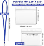 Marspark 200 Sets Clear Name Tags with Lanyard, Lanyards for ID Badges Reusable Strap with ID Holder Plastic Name Badges for Adults Business School Church Conference (Blue)