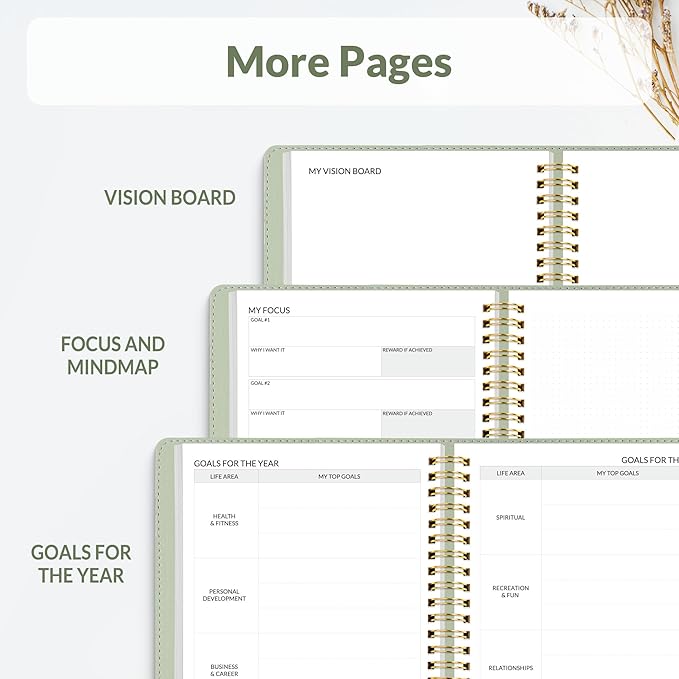 SUNEE 2026 Planner 5.9" x 8.3" – Dated Productivity Planner for Time Management - Daily,Weekly & Monthly Planner to Achieve Goals - Planner 2026 dated from January 2026 – December 2026,Grey Green