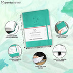 Panda Planner 2026 Undated Weekly Planner, To Do List Notebook with Habit Tracker, 8” x 11”, 53 Weeks, Daily Weekly Monthly Overview for Home, School, Office, Turquoise