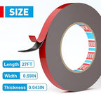 EMITEVER Double Sided Tape Heavy Duty, Tesa Adhesive Mounting Tape Waterproof, 0.59IN x 27FT Strong Acrylic Foam Tape for Walls, Automotive, Home Office Decor