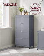 VASAGLE Floor Storage Cabinet, Freestanding Storage Unit with 2 Drawers and 2 Doors, Adjustable Shelf, 11.8 x 23.6 x 43.3 Inches, for Entryway, Bathroom, Dove Gray UBBC551G02