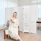 5.6 Ft Folding Room Divider, Portable Privacy Screen & Partition, No Assembly Required for Use as Cat Litter Box Cover, Clutter Hider, Room Separator, 6 Panels (White)