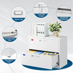 PEUKC 2 Drawer File Cabinet, Lateral Filing Cabinets for Home Office, Office Storage Drawers with Lock, Hanging Files Legal/Letter A4 Size (Assemble Required,White)