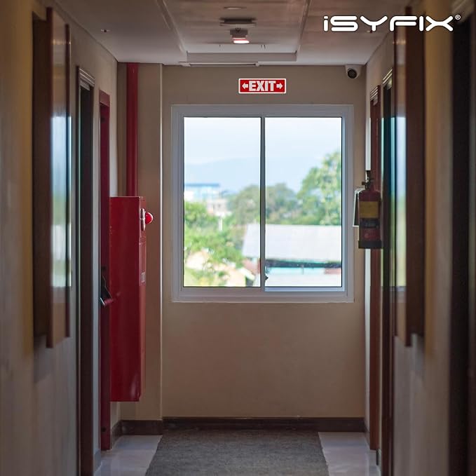 iSYFIX Exit Signs 12 Pack 12x4 Inch with Directional Right & Left Arrows - Rust Free Aluminum, Laminated for UV, Weather, Scratch Resistance - Ideal for Offices, Schools, Theaters, Restaurants