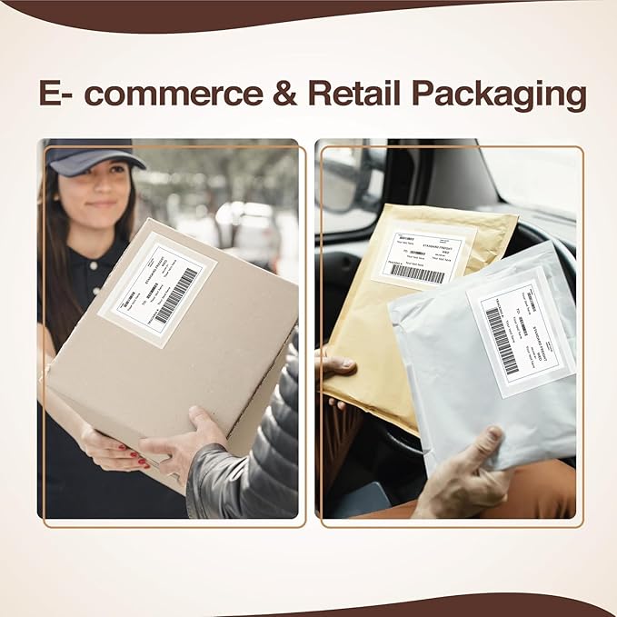 Shipping Label Sleeves - 3.12 Mil Thick 500 Pack 9.5'' x 12'' Strong Adhesive Back for Secure Package Labelling Fit for 8.5'' x 11'' Letter Size Paper, WaterProof and Durable