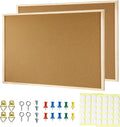 JEFURE 2 Pcs Cork Board, 17.7''x13.3'' Bulletin Board, Wooden Framed Corkboards for Wall, Small Cork Board, Vision Board Supplies, Prayer Board, Picture Board for Photos, Office, Home Decor, School