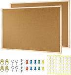 JEFURE 2 Pcs Cork Board, 17.7''x13.3'' Bulletin Board, Wooden Framed Corkboards for Wall, Small Cork Board, Vision Board Supplies, Prayer Board, Picture Board for Photos, Office, Home Decor, School