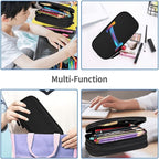 Pazacon Cute Initial Pencil Case for Kids Students, Large Capacity Pencil Pouch for Boys Girls, Letter Design Pencil Box Pen Bag Office Stationery Organizer, Rainbow Letter I