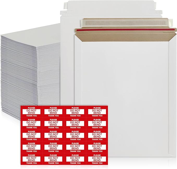200 Pack 7x9 inches Rigid Mailers – Self-Seal White Cardboard Envelopes – Heavy-Duty Mailing Supplies for Documents, Photos, Magazines, and Literature