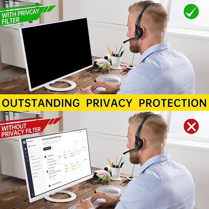 DEJIMAX 22 Inch Computer Privacy Screen for 16:10 Computer Monitor, Anti-Blue Light Monitor Privacy Screen Filter, Anti-UV Computer Shield, Hanging Type