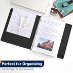 Basic 1-inch 3 Ring Binder -1'' Binders with 3 Roung Ring, Large 100/200 Sheet Capacity, Fit 8.5" x 11" US Letter Size Paper (1'' -Black 12 Packs)