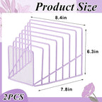 2 Pcs 7 Section Incline File Sorter Metal Wire Mesh File Rack for Desktop Letter Sorter for Magazine Folder Book Organizer Home Office School Paper Mail Desk Storage Holder (Purple)