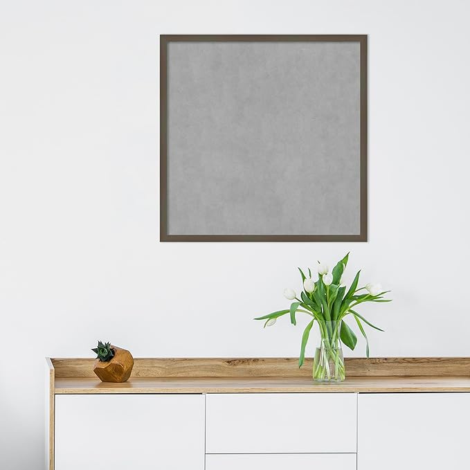 Amanti Art Grey Framed Magnetic Board 25x25 Medium Vision Board for use with Magnets, 100% Metal Sheet to Display Items as Office Decor or for Home Organization in mudroom, Kitchen or Kids Room