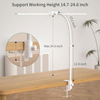 KableRika Desk lamp,Double Head LED Desk Lamp with Clamp,Architect Desk Lights for Home Office,Eye-Caring Desktop Office Lamp 4-Brightness 4-Color Table Lamp for Monitor Workbench Reading White