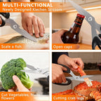 2-Piece Kitchen Scissors (1 Heavy-Duty Poultry Shears + 1 Chicken Bone Scissors) Stainless Steel Cooking Shears, Multi-purpose Kitchen Shears for Meat, Fish, Vegetables and Poultry
