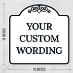 Custom Decorative Sign, Personalized Metal Sign for Business, Driveway, Home, Airbnb, Office Door Plaque,Black Border, 18x18 Inches, ACM, Fade Resistant, Made in USA