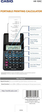 Casio HR-10RC Mini Desktop Printing Calculator | Portable | 12-Digit Display | One-Color Printer | Tax & Currency | Ideal for Taxes, Bookkeeping & Accounting Tasks, Black