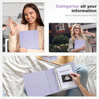 Ospelelf Leather Mini Binder Vintage Hardcover 2 Inch Rings, Professional Small 3 Ring Binders Organizer Suitable for 5.5" x 8.5" Documents, Binder Dividers with Tabs, Purple