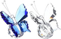 PATIKIL 2 Pcs Butterfly Crystal Paperweight, 75mm / 3 Inch Crystal Paperweight Paper Weight for Home Office Desktop Table Decor Wedding Party Jewelry Ornaments, White/Blue