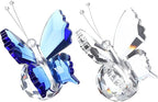 PATIKIL 2 Pcs Butterfly Crystal Paperweight, 75mm / 3 Inch Crystal Paperweight Paper Weight for Home Office Desktop Table Decor Wedding Party Jewelry Ornaments, White/Blue
