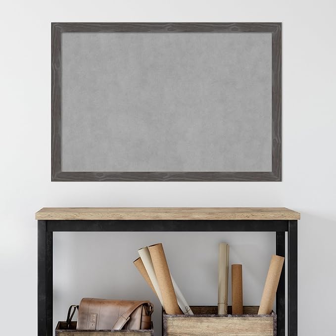 Amanti Art Grey Framed Magnetic Board 27x39 Large Vision Board for use with Magnets, 100% Metal Sheet to Display Items as Office Decor or for Home Organization in mudroom, Kitchen or Kids Room