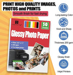 NICKANG Glossy Photo Paper 8.5x11, 53 LB/200 gsm, 30 Sheets, Letter Size, Photo Paper for Inkjet Printer, Photo Printer Paper, Picture Paper