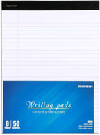 Mintra Office Legal Pads - ((BASIC WHITE 6pk, 8.5in x 11in, WIDE RULED))