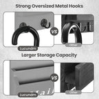 Lucundm Mail and Key Holder - Decorative 9.8" x 12.5" Wall Key Hanger with 2 Mail Organizer Slots and 3 Hooks - Real Paulownia Wood with Keyhole Brackets, Hardware and Instructions (Gray)