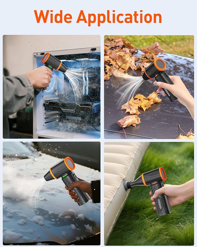 VOGMA V40 Compressed Air Duster-270000RPM 350G Super Power Electric Air Duster, 10000mAh Cordless Rechargeable Brushless Motor Snow Blower, Stepless-Adjustable Air Blower for PC, Keyboard, Home, Car
