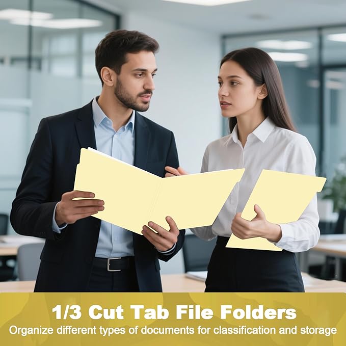 Manila Folders, HERKKA 220 Pack 1/3 Cut Tab File Folders, Manila Folders 8.5 x 11 Designed for Office and Classroom Use, Letter Size