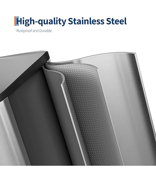 CABIHOME 2 x 8 Gal Stainless Steel Trash Can - Matte Black Dual Trash & Recycle Bin with Step-on Lid, PP Inner Buckets & Liner Rim for Kitchen