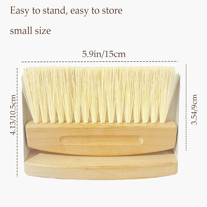 BSMstone Mini Broom and Dustpan Set Small Metal Dustpan and Brush Set Hand Whisk Broom for Home Office Desktop Sofa Pet Care Household Cleaning (PET bristles, Black)