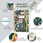 2026-2027 Planner - 18 Months Weekly & Monthly Planner from January 2026 - June 2027, Spiral Notebook 2026-2027 with Elastic Closure, Inner Pocket, Medium 5.8" x 8.3", Flower-C