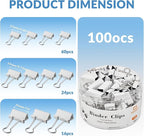 NEEWAY 100 Count Binder Clips Assorted Sizes, Paper Binder Clips (0.6inch 0.75inch 1inch), Metal Paper Clamps for Office and Home (White)