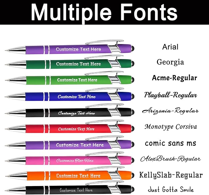 Custom Pens Bulk Personalized Ballpoint Pen with Stylus Tip Customized Engraved Pens with Name Logo Soft Black Ink with Touch Metal Office for Business Office Teacher School Corporate Gifts Navy